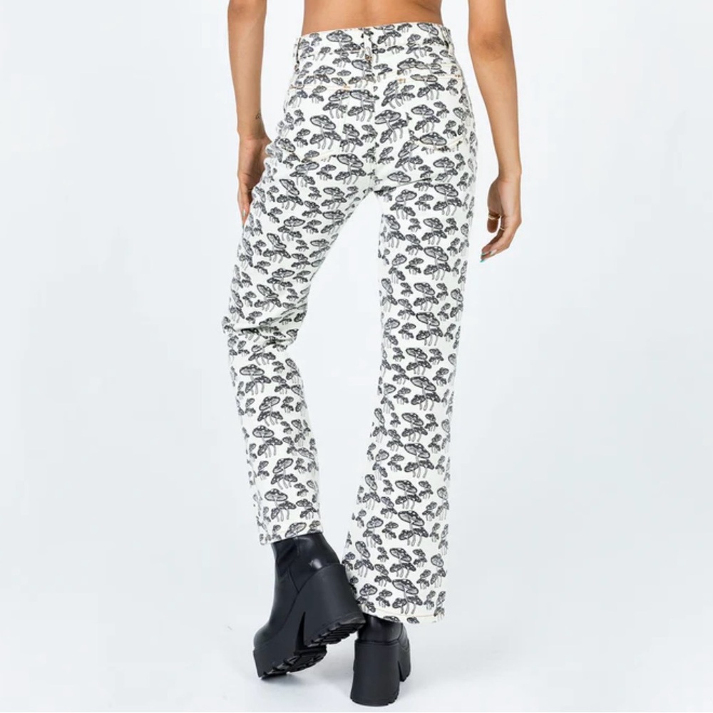 Princess Polly Mushroom Print White and Black Pants - Picture 3 of 6